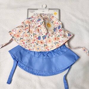 Modern Baby Floral and Blue Sun Hats